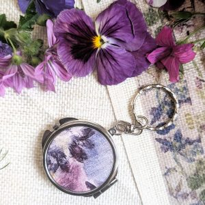 Botanical Mirror Key Ring - Printing Pansies: Rya Violet #6