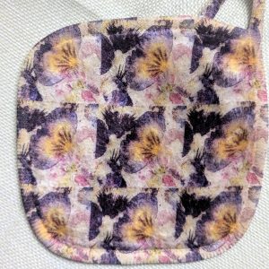 Cwtch Facecloth - Printing Pansies; Violet Shadows#1