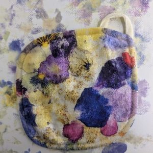 Cwtch facecloth - Printing pansies; Cornucopia #1