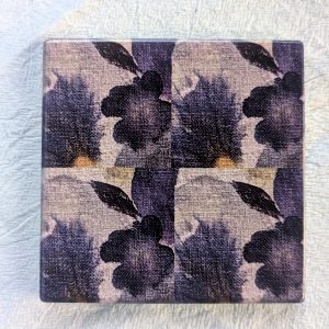Versatile Tile / Coaster - Printing Pansies: Rya Cobalt#2