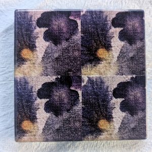 Versatile Tile / Coaster - Printing Pansies: Rya Cobalt#3